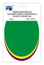 Nažehľovacie záplaty jednofarebné ovály 3 ks - sv.zelená žltá vínová